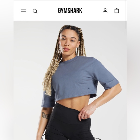 Gymshark Tops - Gymshark Cotton Boxy Crop Top Evening Blue Workout Athleisure Gym Fitness